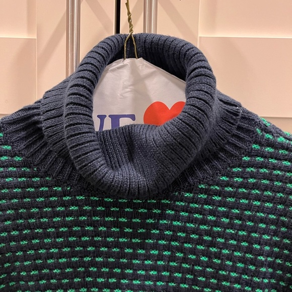 J. Crew navy and green XS turtleneck sweater - Picture 3 of 11